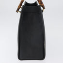 GUCCI Bamboo Hand Bag Leather Black Gold 002 1186 0260 Auth ep13570-4