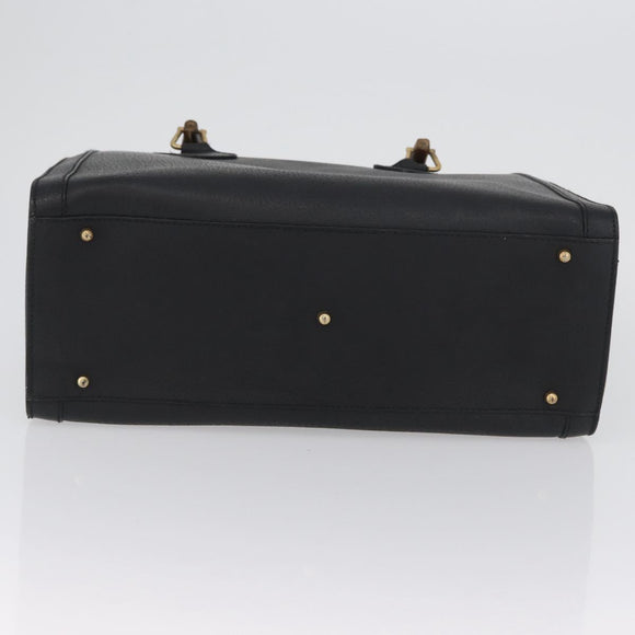 GUCCI Bamboo Hand Bag Leather Black Gold 002 1186 0260 Auth ep13570