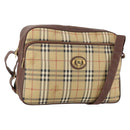 Burberrys Nova Check Umhängetasche PVC Leder Beige Gold Auth ep13571-1