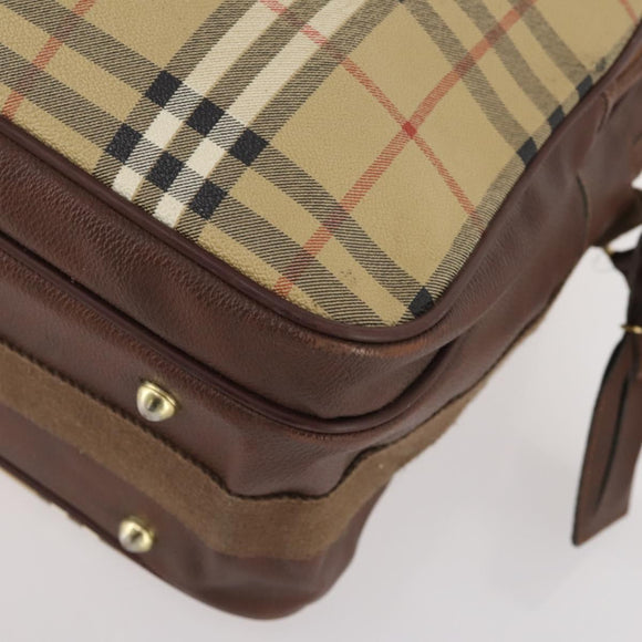 Burberrys Nova Check Umhängetasche PVC Leder Beige Gold Auth ep13571