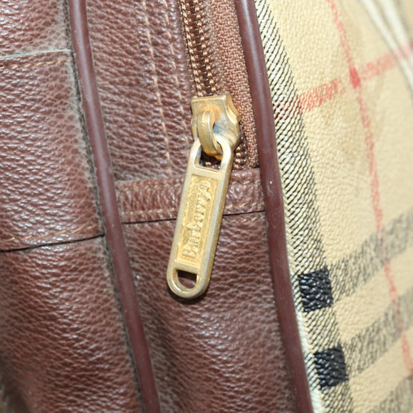 Burberrys Nova Check Umhängetasche PVC Leder Beige Gold Auth ep13571