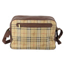 Burberrys Nova Check Umhängetasche PVC Leder Beige Gold Auth ep13571-2