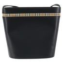 BURBERRY Nova Check Shoulder Bag Leather Black Silver Auth ep13572-13
