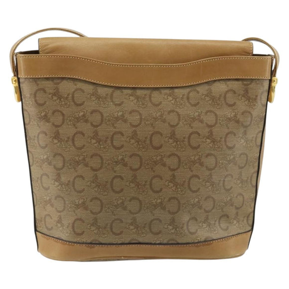 CELINE C Sulky Shoulder Bag PVC Beige Gold Auth ep13573
