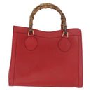 GUCCI Bamboo Hand Bag Leather Red Gold 002 1186 0260 Auth ep13591-2