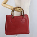 GUCCI Bamboo Hand Bag Leather Red Gold 002 1186 0260 Auth ep13591-24