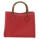GUCCI Bamboo Hand Bag Leather Red Gold 002 1186 0260 Auth ep13591-3