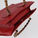 GUCCI Bamboo Hand Bag Leather Red Gold 002 1186 0260 Auth ep13591-6