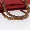 GUCCI Bamboo Hand Bag Leather Red Gold 002 1186 0260 Auth ep13591-7