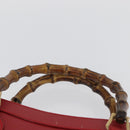 GUCCI Bamboo Hand Bag Leather Red Gold 002 1186 0260 Auth ep13591-8