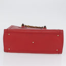 GUCCI Bamboo Hand Bag Leather Red Gold 002 1186 0260 Auth ep13591-9