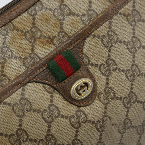 GUCCI GG Supreme Web Sherry Line Bag PVC Beige Gold 89 02 077 Auth ep13593