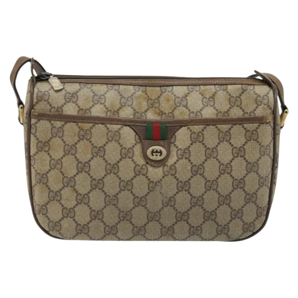 GUCCI GG Supreme Web Sherry Line Bag PVC Beige Gold 89 02 077 Auth ep13593