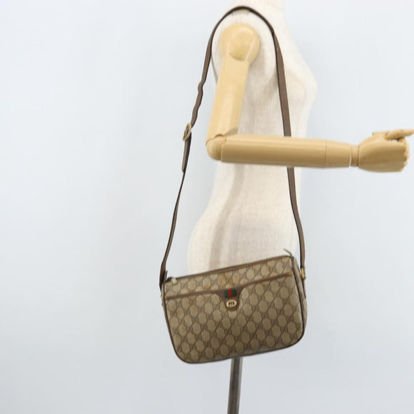 GUCCI GG Supreme Web Sherry Line Bag PVC Beige Gold 89 02 077 Auth ep13593