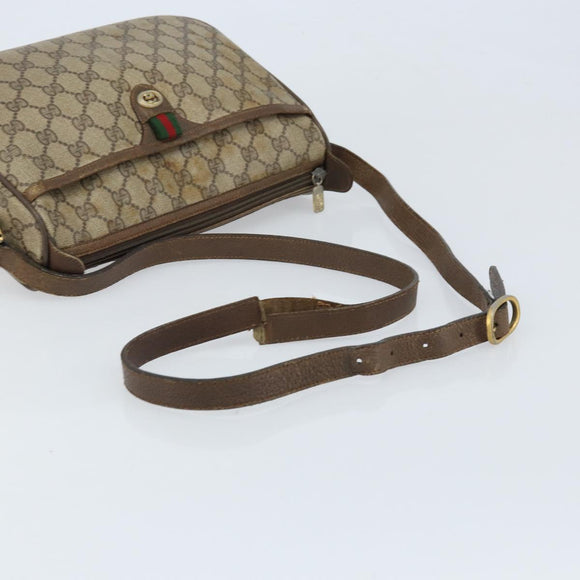 GUCCI GG Supreme Web Sherry Line Bag PVC Beige Gold 89 02 077 Auth ep13593