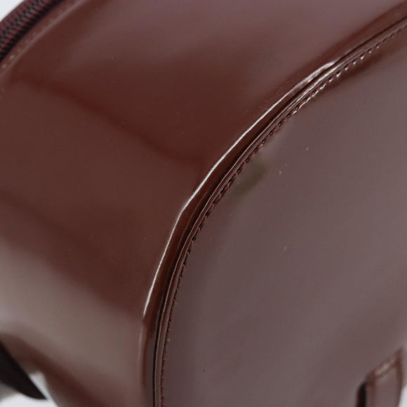 GUCCI Hand Bag Patent leather Brown Silver Auth ep13600