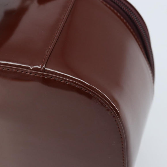 GUCCI Hand Bag Patent leather Brown Silver Auth ep13600