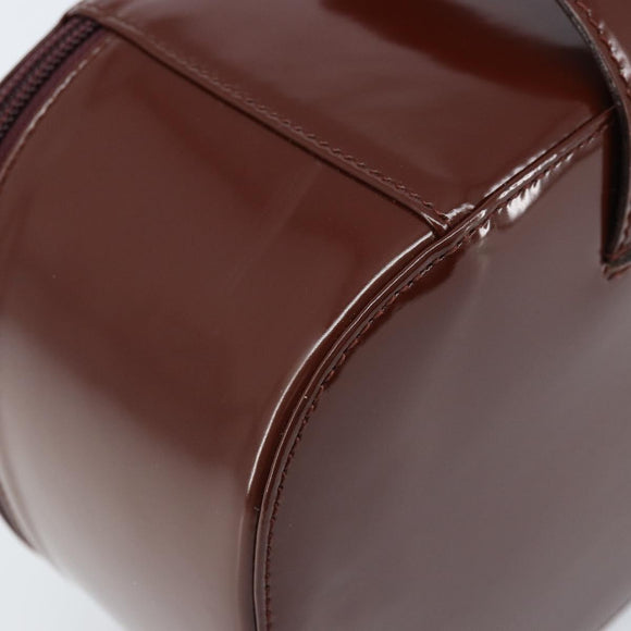 GUCCI Hand Bag Patent leather Brown Silver Auth ep13600