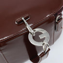 GUCCI Hand Bag Patent leather Brown Silver Auth ep13600-8