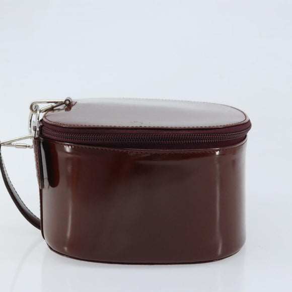 GUCCI Hand Bag Patent leather Brown Silver Auth ep13600
