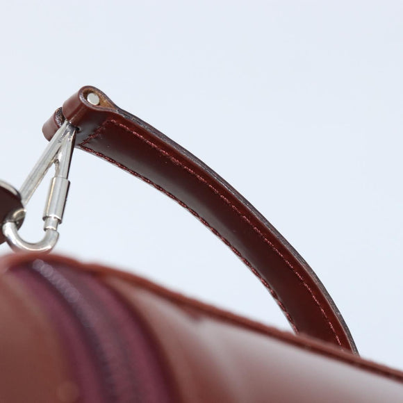 GUCCI Hand Bag Patent leather Brown Silver Auth ep13600