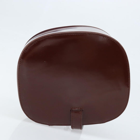 GUCCI Hand Bag Patent leather Brown Silver Auth ep13600