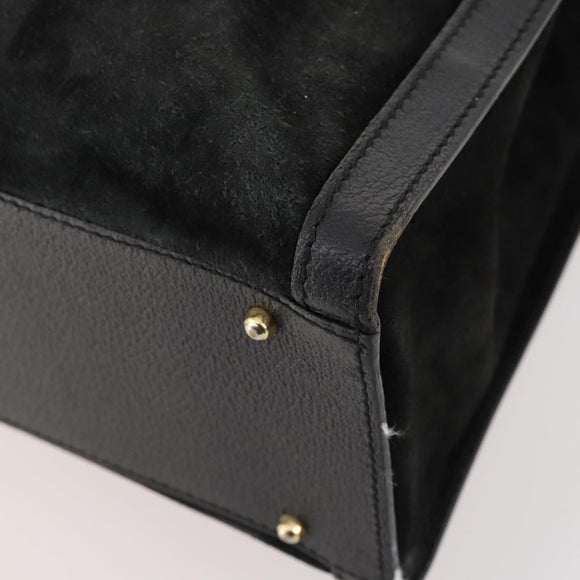 GUCCI Bamboo Hand Bag Suede Black Gold 002 123 0260 Auth ep13604