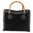 GUCCI Bamboo Hand Bag Suede Black Gold 002 123 0260 Auth ep13604-2