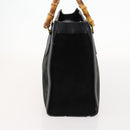 GUCCI Bamboo Hand Bag Suede Black Gold 002 123 0260 Auth ep13604-4