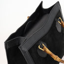 GUCCI Bamboo Hand Bag Suede Black Gold 002 123 0260 Auth ep13604-6