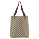 GUCCI GG Supreme Web Sherry Line Tote Bag PVC Beige Auth ep13605-3