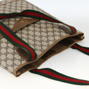 GUCCI GG Supreme Web Sherry Line Tote Bag PVC Beige Auth ep13605-6
