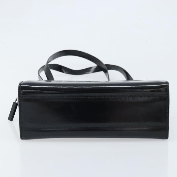 GUCCI Tote Bag Patent leather Black Silver Auth ep13611