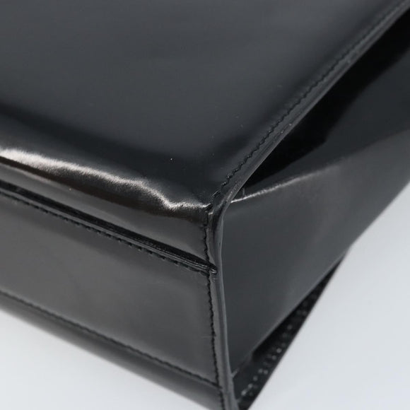 GUCCI Tote Bag Patent leather Black Silver Auth ep13611