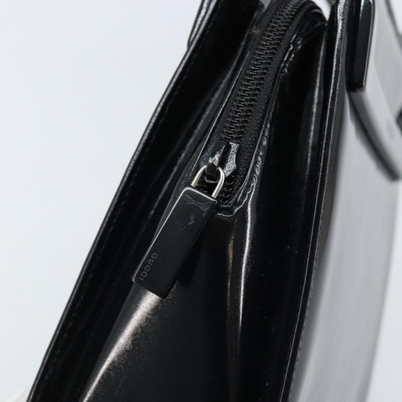 GUCCI Tote Bag Patent leather Black Silver Auth ep13611