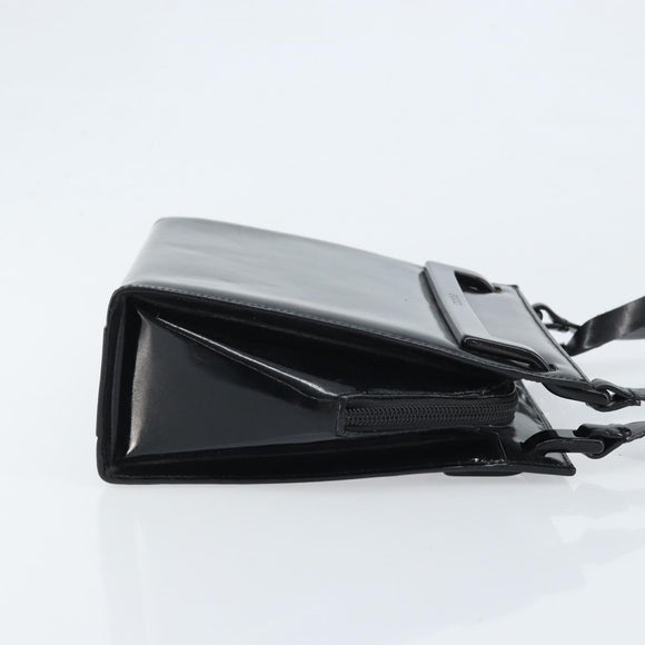 GUCCI Tote Bag Patent leather Black Silver Auth ep13611