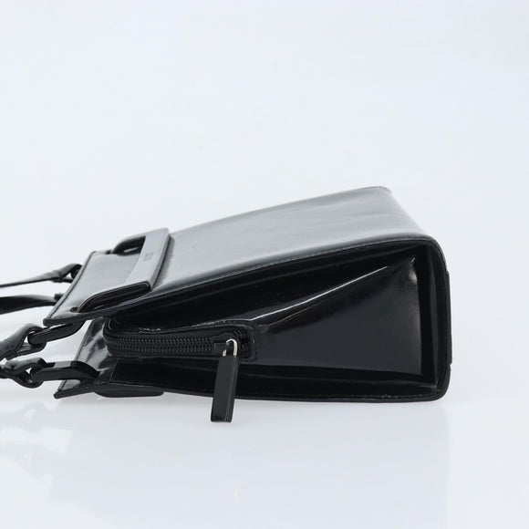 GUCCI Tote Bag Patent leather Black Silver Auth ep13611
