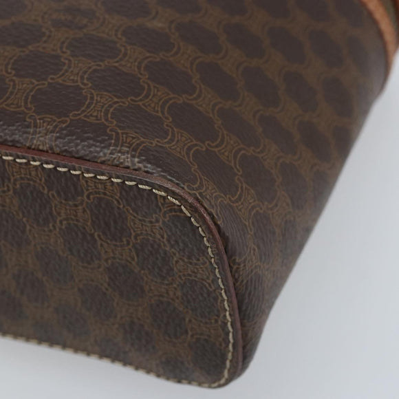 CELINE Macadam Canvas Vanity Handtasche PVC Leder Braun Gold Auth ep13612