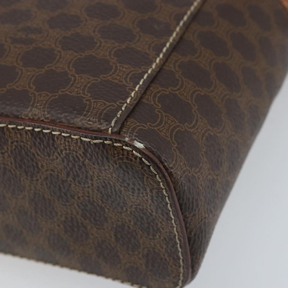 CELINE Macadam Canvas Vanity Handtasche PVC Leder Braun Gold Auth ep13612