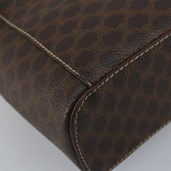 CELINE Macadam Canvas Vanity Handtasche PVC Leder Braun Gold Auth ep13612