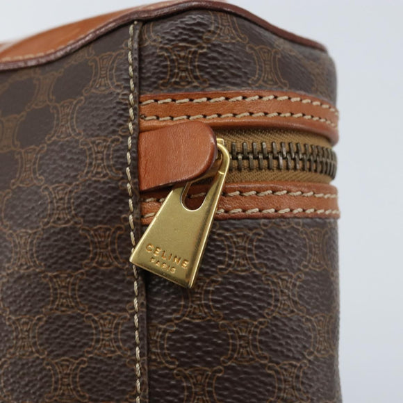 CELINE Macadam Canvas Vanity Handtasche PVC Leder Braun Gold Auth ep13612