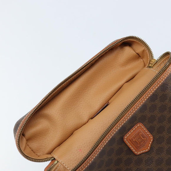 CELINE Macadam Canvas Vanity Handtasche PVC Leder Braun Gold Auth ep13612