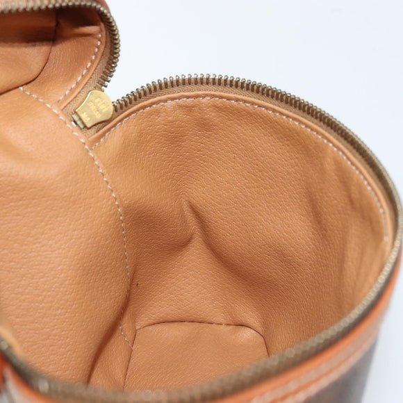 CELINE Macadam Canvas Vanity Handtasche PVC Leder Braun Gold Auth ep13612