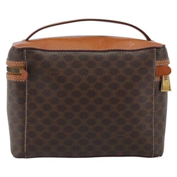 CELINE Macadam Canvas Vanity Handtasche PVC Leder Braun Gold Auth ep13612