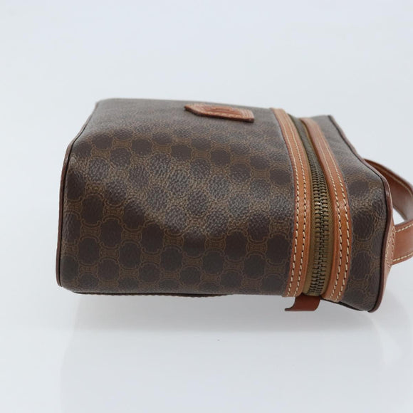 CELINE Macadam Canvas Vanity Handtasche PVC Leder Braun Gold Auth ep13612