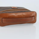CELINE Macadam Canvas Vanity Handtasche PVC Leder Braun Gold Auth ep13612-7