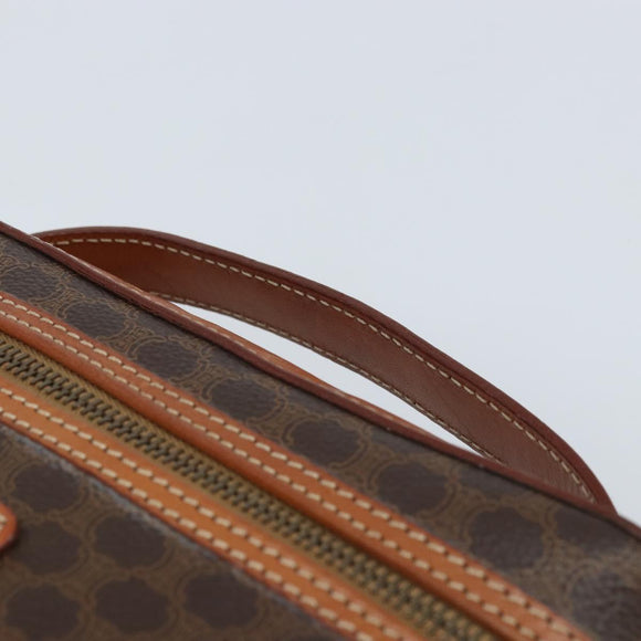CELINE Macadam Canvas Vanity Handtasche PVC Leder Braun Gold Auth ep13612