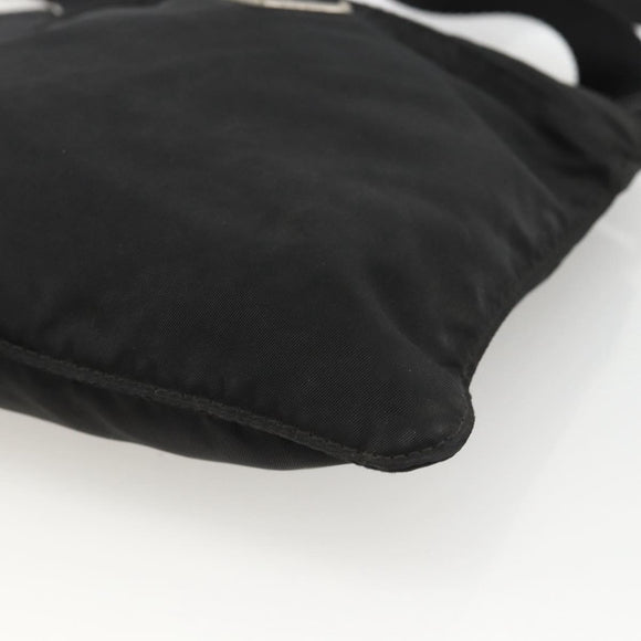 PRADA Umhängetasche Nylon Schwarz Silber Auth ep13614