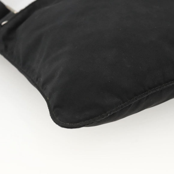 PRADA Umhängetasche Nylon Schwarz Silber Auth ep13614