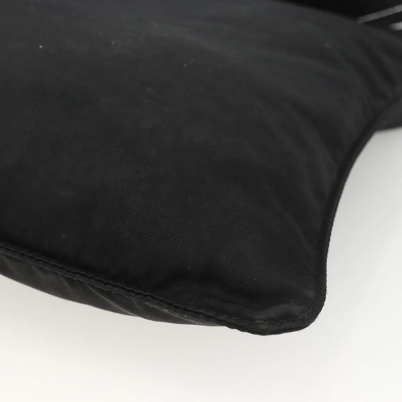 PRADA Umhängetasche Nylon Schwarz Silber Auth ep13614